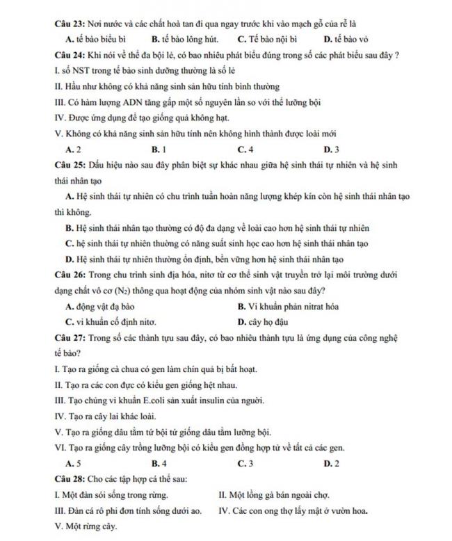 Đề thi thử môn Sinh thptqg năm 2018 trường Chuyên KHTN – Hà Nội trang 4