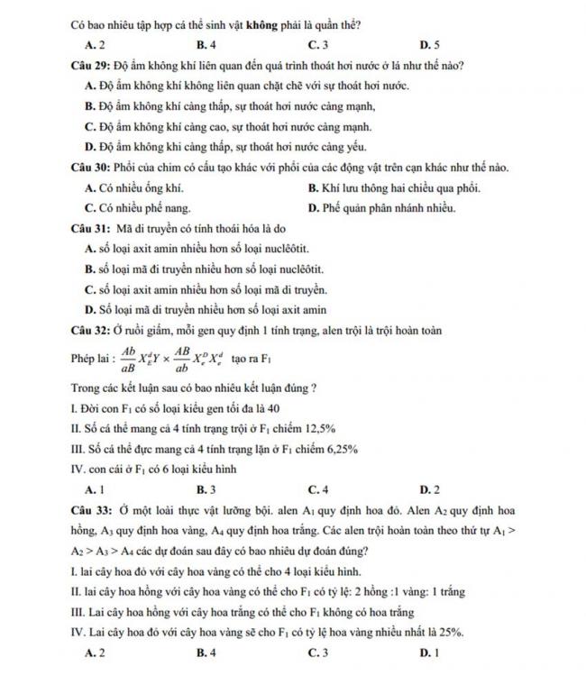 Đề thi thử môn Sinh thptqg năm 2018 trường Chuyên KHTN – Hà Nội trang 5