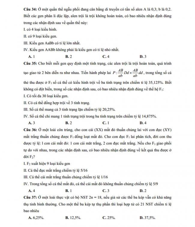 Đề thi thử môn Sinh thptqg năm 2018 trường Chuyên KHTN – Hà Nội trang 6