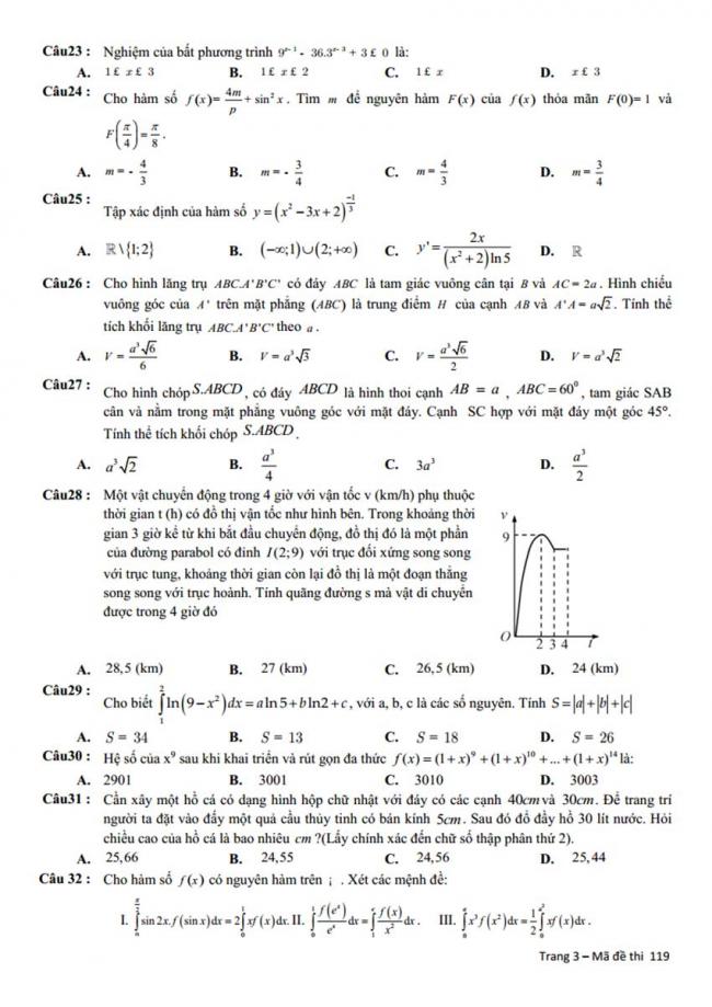 Đề thi thử môn Toán thptqg năm 2018 trường Ngô Quyền - Quảng Ninh lần 1 trang 3
