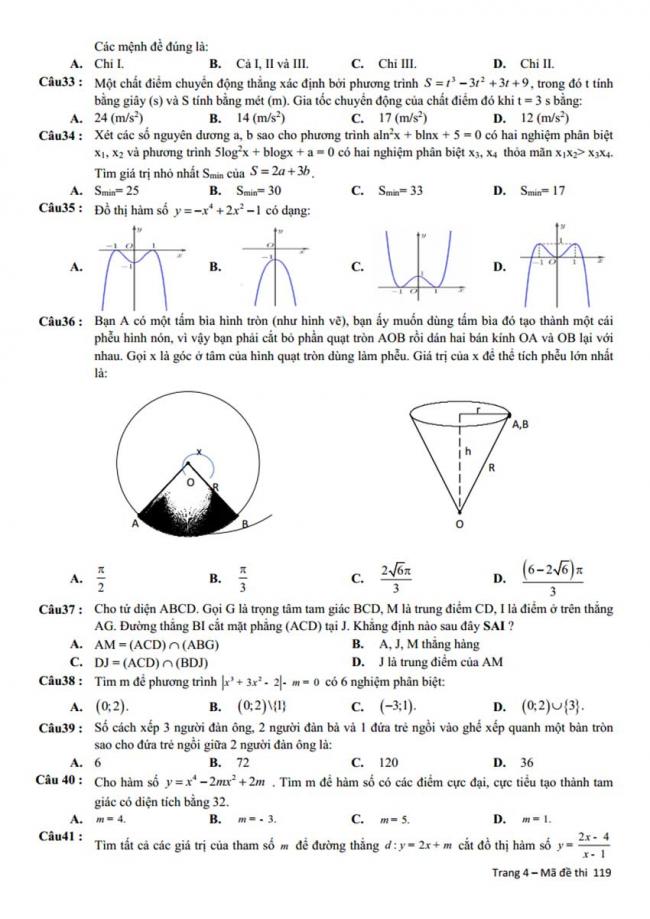 Đề thi thử môn Toán thptqg năm 2018 trường Ngô Quyền - Quảng Ninh lần 1 trang 4
