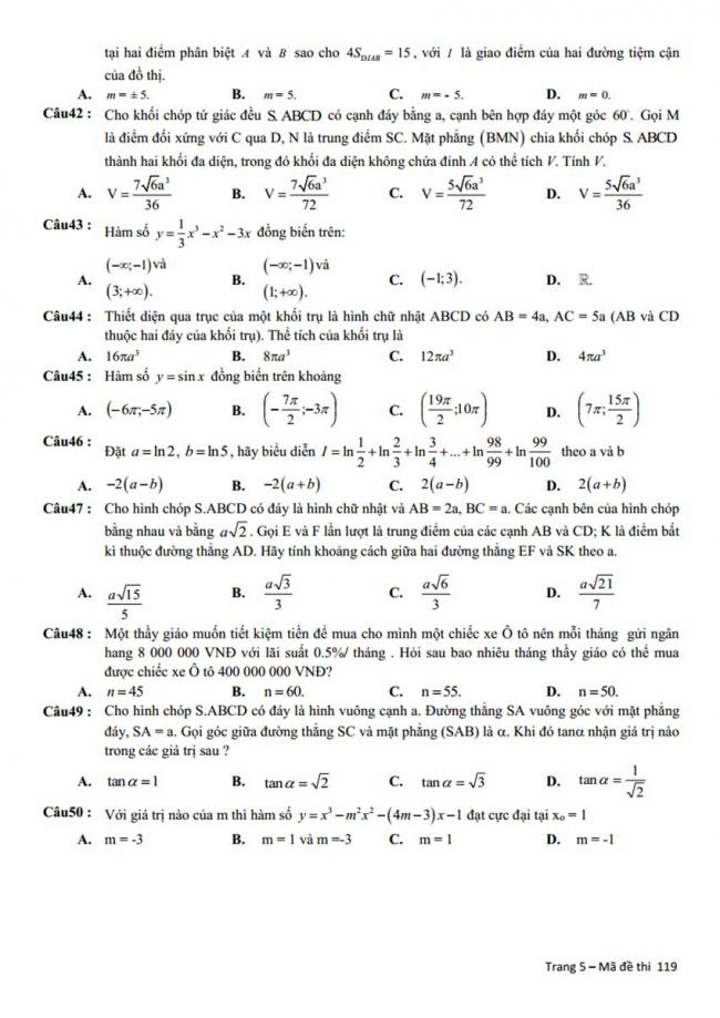 Đề thi thử môn Toán thptqg năm 2018 trường Ngô Quyền - Quảng Ninh lần 1 trang 5