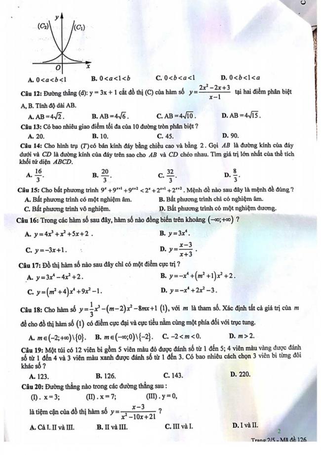 Đề thi thử môn Toán thptqg năm 2018 trường Phan Châu Trinh - Đà Nẵng lần 1 trang 2