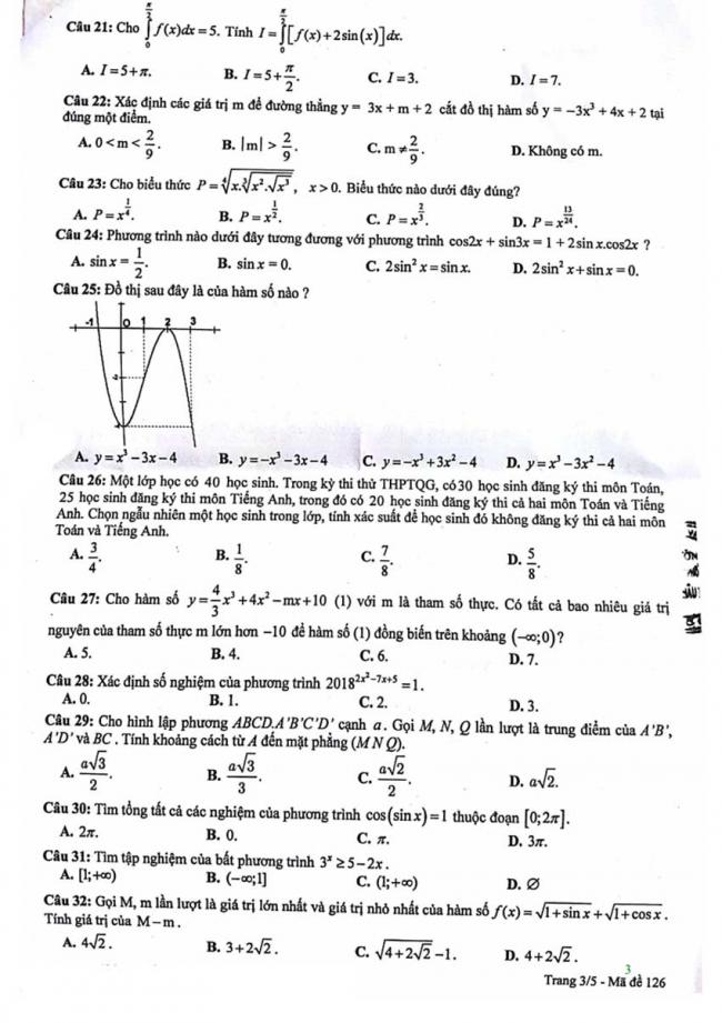 Đề thi thử môn Toán thptqg năm 2018 trường Phan Châu Trinh - Đà Nẵng lần 1 trang 3