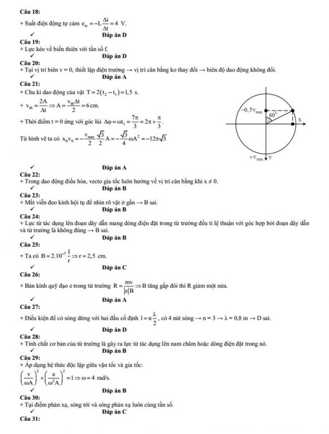 Đáp án Đề thi thử môn Lý thptqg năm 2018 trường chuyên Thái Bình 3