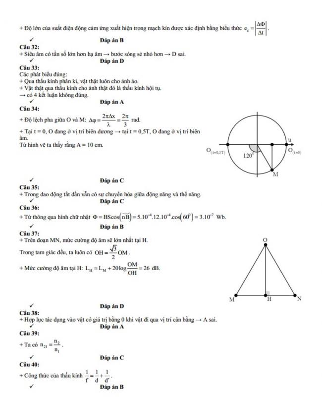 Đáp án Đề thi thử môn Lý thptqg năm 2018 trường chuyên Thái Bình 4