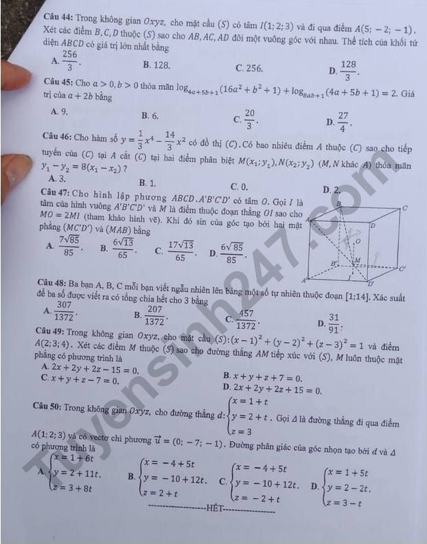 đề toán mã 119 thi thpt quốc gia 2018 trang 5