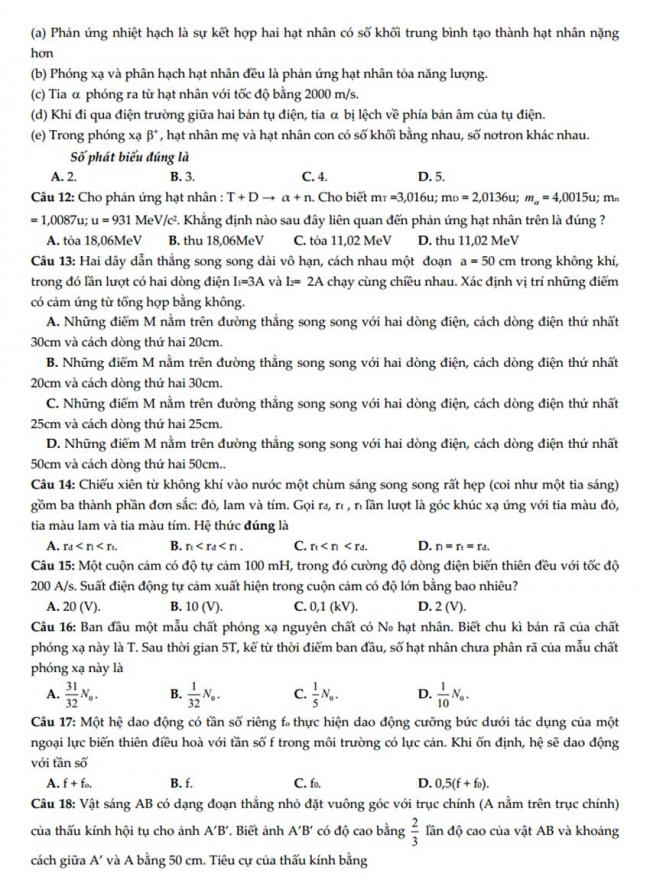 Đề thi thử môn Lý thptqg năm 2018 trường số 3 An Nhơn – Bình Định 1