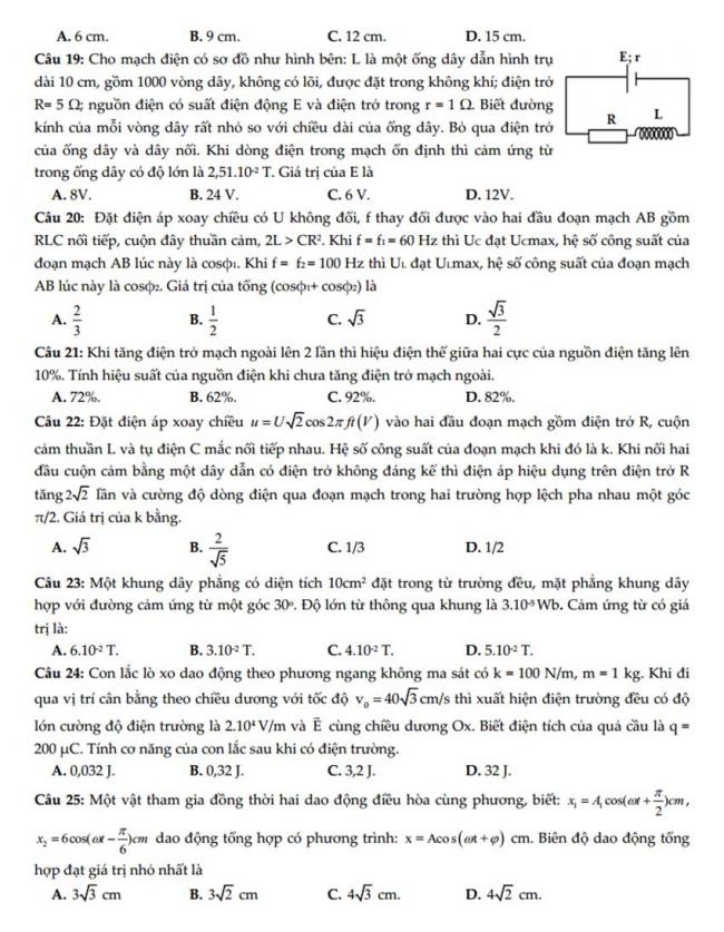 Đề thi thử môn Lý thptqg năm 2018 trường số 3 An Nhơn – Bình Định 2