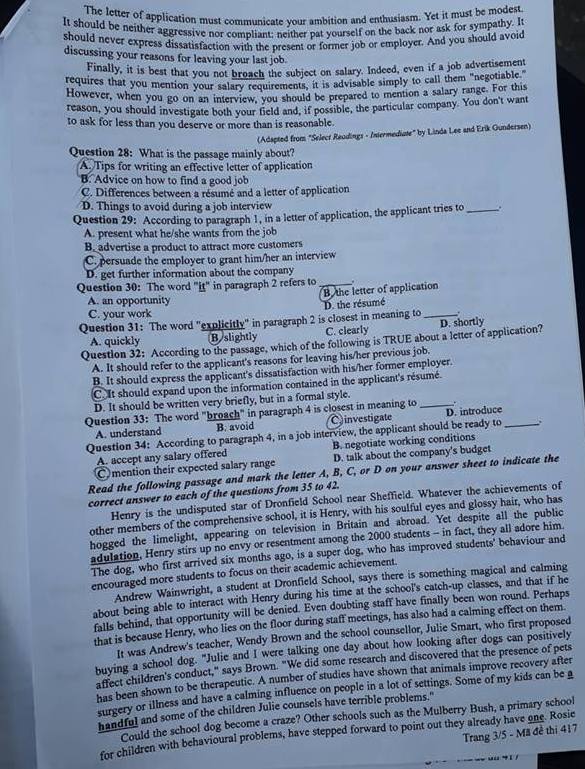 đề thi môn Tiếng Anh thptqg 2018 mã đề 417 trang 3