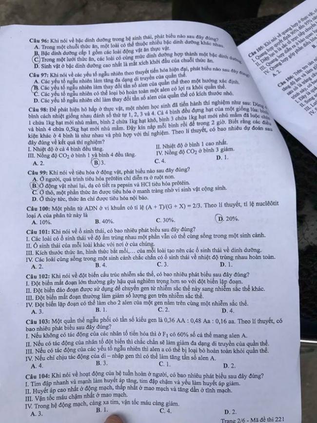 Đề thi Sinh mã 221 tốt nghiệp THPTQG năm 2018 trang 2