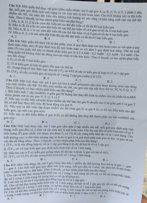 Đề thi Sinh mã 218 tốt nghiệp THPTQG năm 2018 trang 5