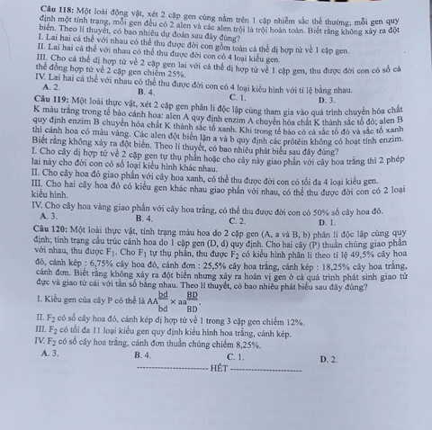 Đề thi Sinh mã 218 tốt nghiệp THPTQG năm 2018 trang 6