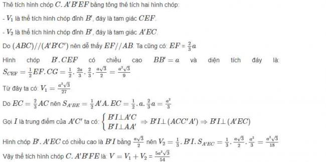 Đáp án bài 10 trang 27 sgk hình học lớp 12 phần 2