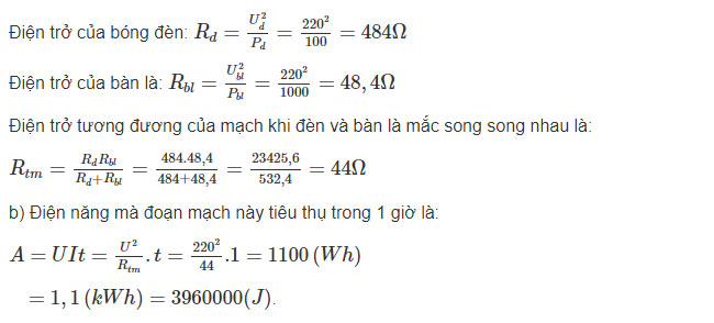 Đáp án bài 3 trang 41 sgk vật lý lớp 9 phần 1