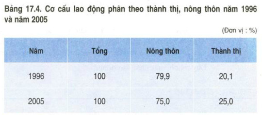 Cơ cấu lao động theo thành thị, nông thôn