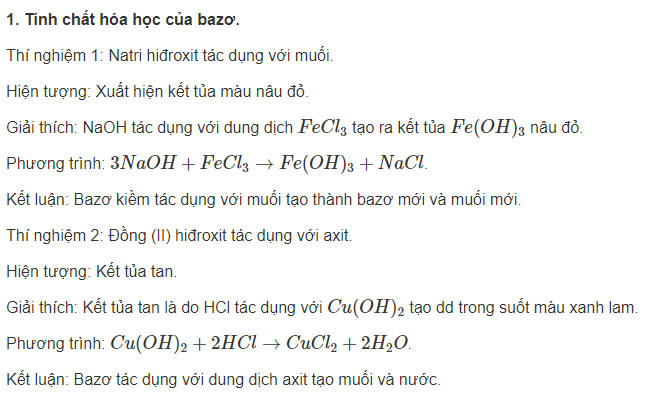 Báo cáo thực hành Tính chất hóa học của bazo và muối