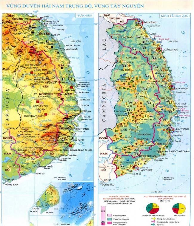 Bản đồ Hành chính của Việt Nam và bản đồ Địa lí tự nhiên Việt Nam