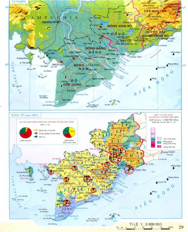 bản đồ Hành chính Việt Nam vị trí địa lí và phạm vi lãnh thổ của vùng Đông Nam Bộ