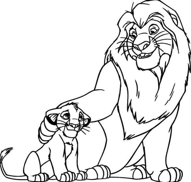 Tô màu hình ảnh cha và con sư tử