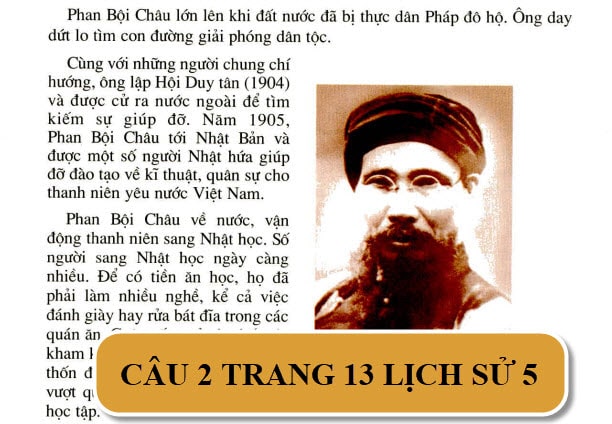 Câu 2 trang 13 Lịch Sử 5