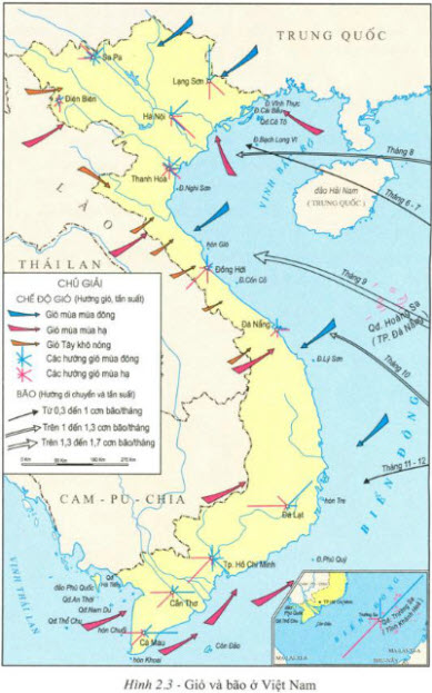 Bản đồ Gió và bão ở Việt Nam.