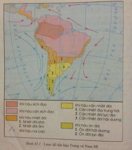 Các kiểu khí hậu ở Trung và Nam Mĩ.