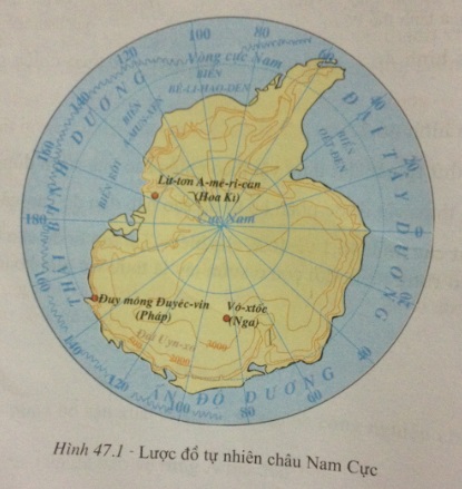 Vị trí địa lí của châu Nam Cực ảnh hưởng đến khí hậu của châu lục.