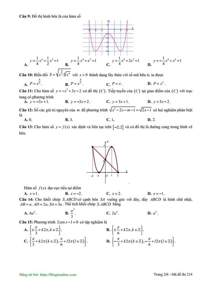 Đề thi thử THPTQG môn Toán trường Ngô Sĩ Liên Lần 1 - Trang 2