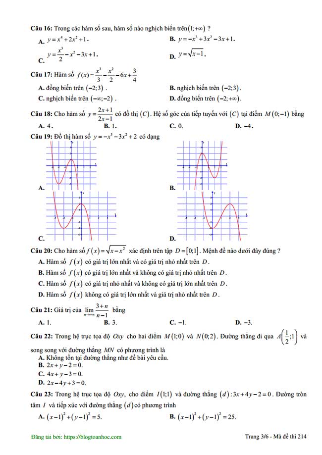 Đề thi thử THPTQG môn Toán trường Ngô Sĩ Liên Lần 1 - Trang 3