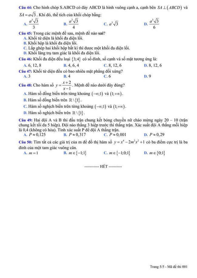 Đề thi thử THPT 2019 môn Toán trường THPT Đồng Đậu Vĩnh Phúc trang 5