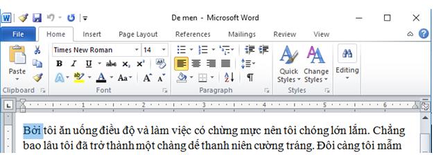 Nháy đúp chuột lên vùng văn bản thì từ chứa con trỏ hiện tại được đánh dấu.