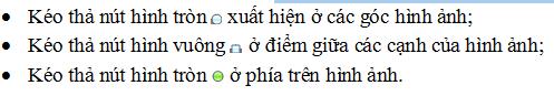 Các nút sẽ xuất hiện khi nhấp chuột vào ảnh chèn trong văn bản