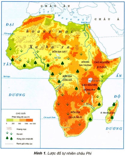lược đồ tự nhiên của châu Phi