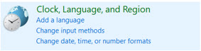 Nháy chuột vào Clock, Language, and Region