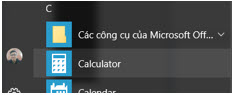 Chọn Calculator ngay trên Start