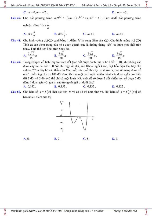 Đề thi thử môn Toán THPT năm 2019 trường chuyên Hạ Long - Quảng Ninh trang 6