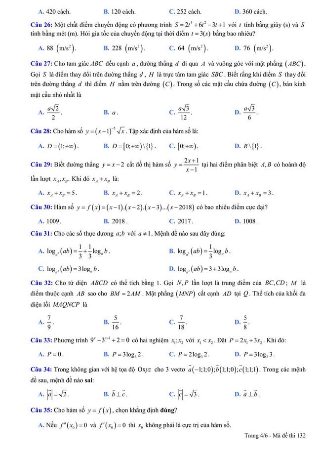 Đề thi thử môn Toán THPT năm 2019 trường Chuyên Thái Bình lần 2 trang 4
