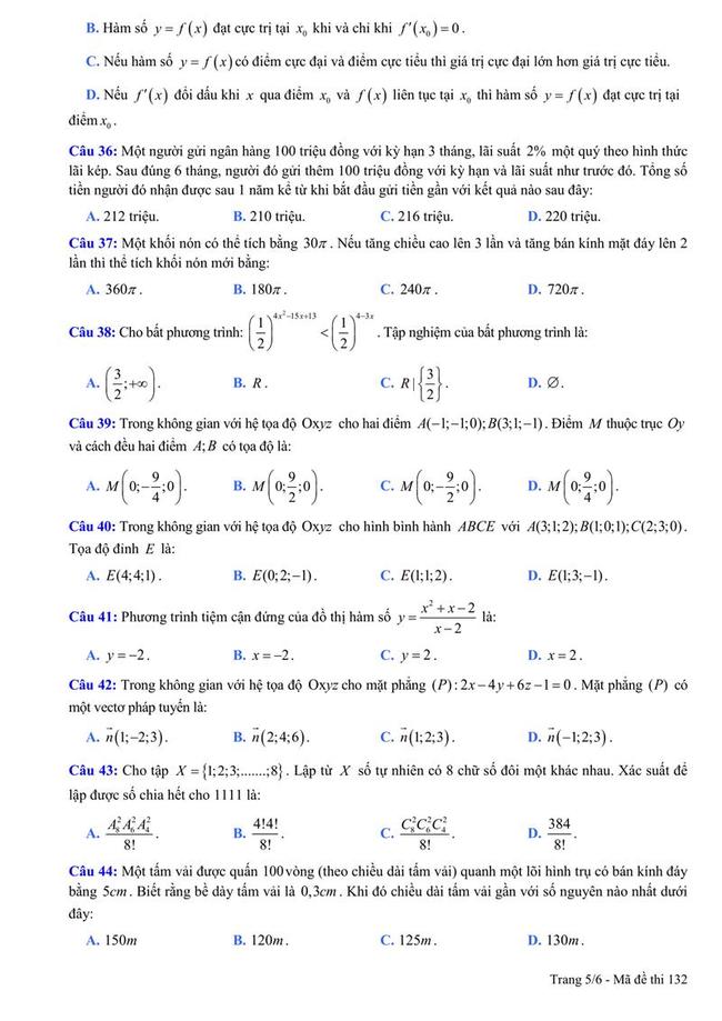 Đề thi thử môn Toán THPT năm 2019 trường Chuyên Thái Bình lần 2 trang 5
