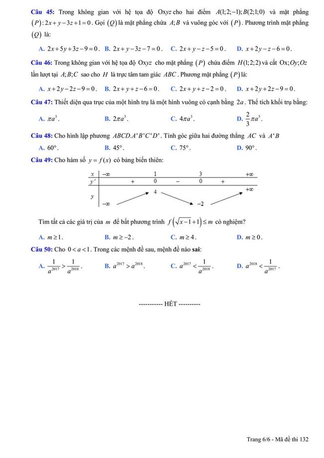 Đề thi thử môn Toán THPT năm 2019 trường Chuyên Thái Bình lần 2 trang 6