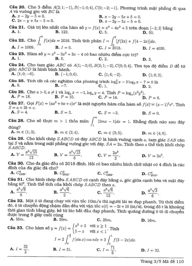 Đề thi thử môn Toán THPT năm 2019 trường Lương Thế Vinh - Hà Nội trang 3