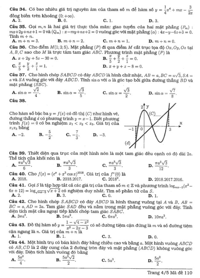 Đề thi thử môn Toán THPT năm 2019 trường Lương Thế Vinh - Hà Nội trang 4
