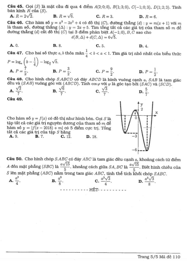 Đề thi thử môn Toán THPT năm 2019 trường Lương Thế Vinh - Hà Nội trang 5