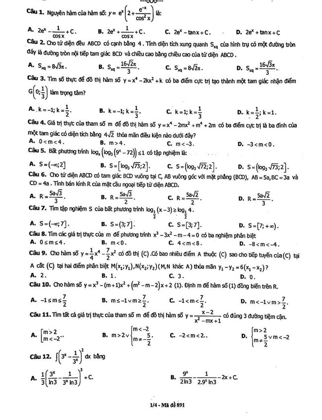 Đề thi thử môn Toán THPT năm 2019 trường THPT Gia Định - TP. HCM lần 1 trang 1