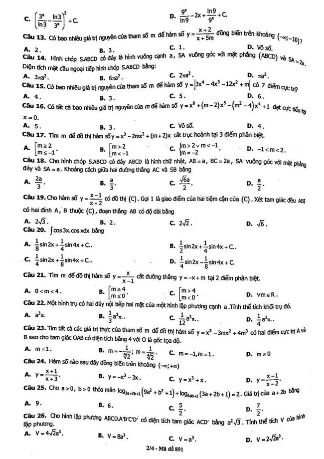 Đề thi thử môn Toán THPT năm 2019 trường THPT Gia Định - TP. HCM lần 1 trang 2