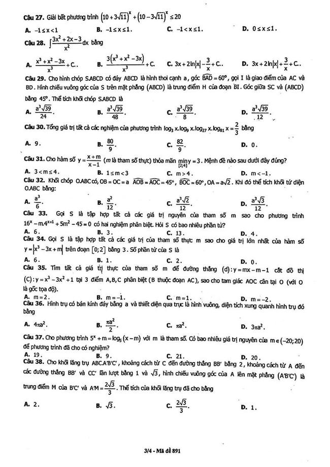 Đề thi thử môn Toán THPT năm 2019 trường THPT Gia Định - TP. HCM lần 1 trang 3