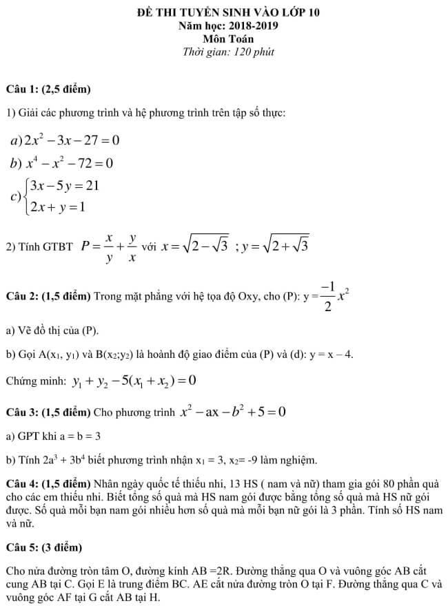 Đề thi thử vào 10 môn Toán trường THPT Ba Chúc - An Giang trang 1