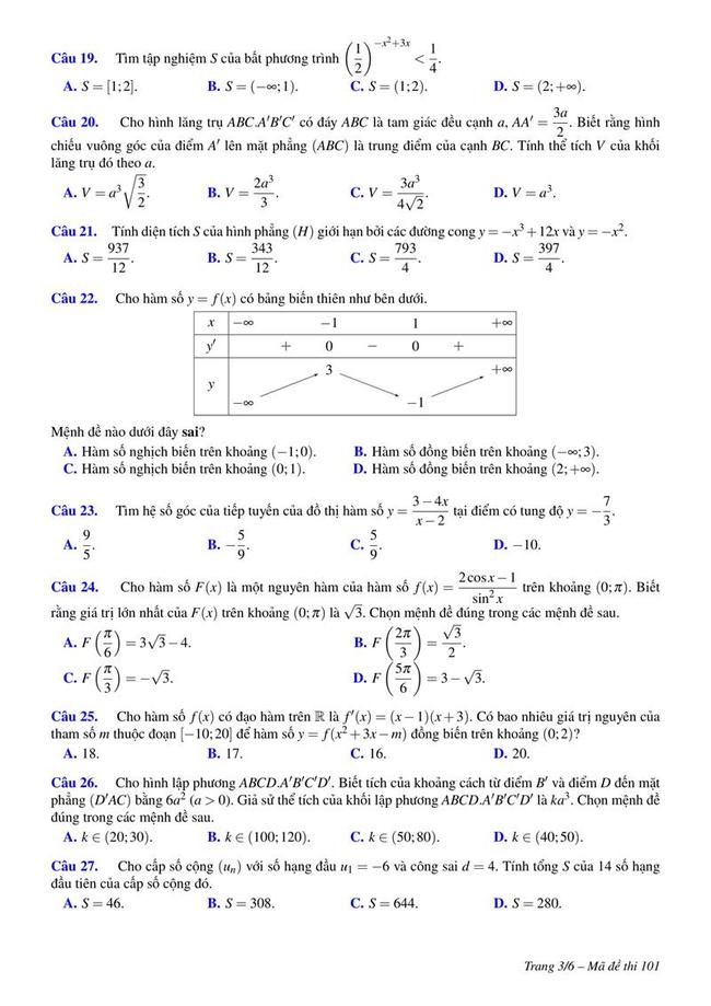 Đề thi thử môn Toán THPT năm 2019  trường THPT chuyên Quốc học Huế lần 1 trang 3