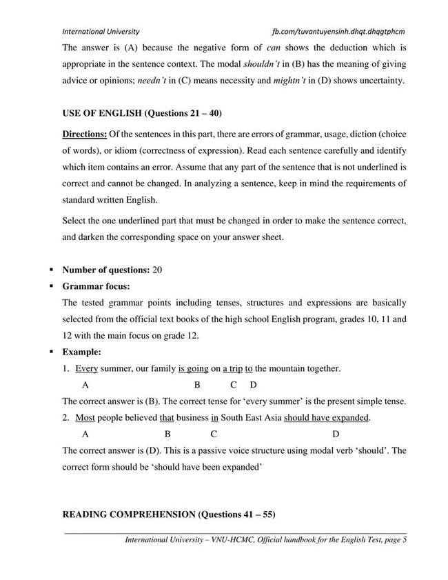 Đề thi mẫu đánh giá năng lực ĐH Quốc gia TPHCM 2019 môn Tiếng Anh trang 2