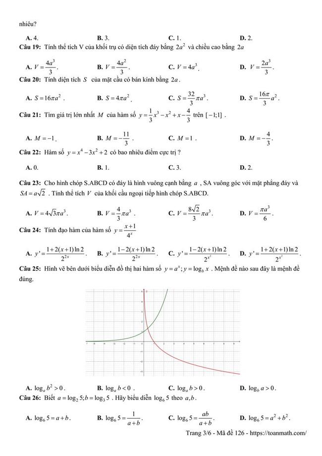 Đề thi thử môn Toán THPT năm 2019 trường THPT chuyên Long An trang 3